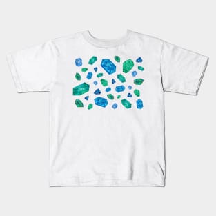 Blue gemstones pattern Kids T-Shirt